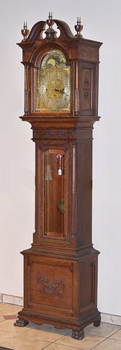 Victorian Oak Tall Case Clock
