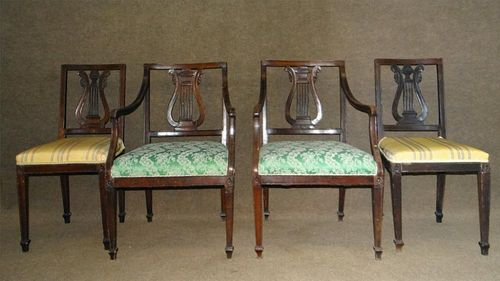 GROUP OF 4 ITALIAN LYRE BACK CHAIRS