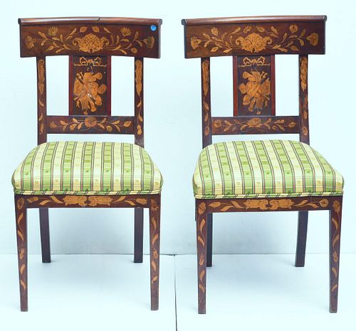 Pair of Dutch Marquetry Chairs