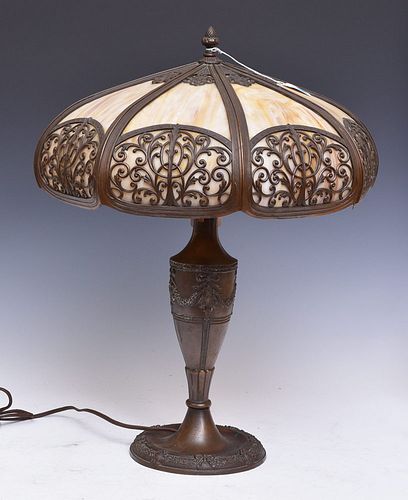 Overlay Slag Glass Table Lamp