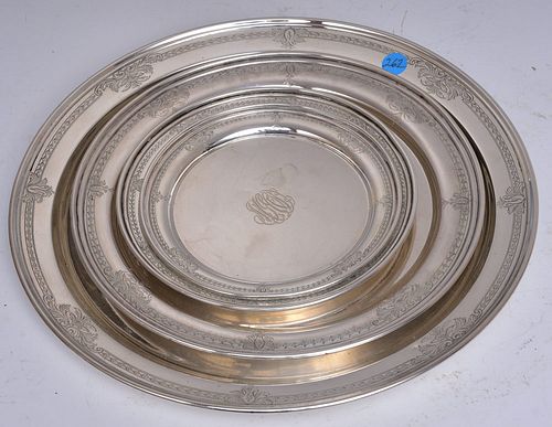 Five Graduated Sterling Silver Trays