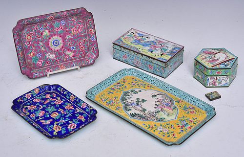 Peking Enameled Trays and Boxes (5)