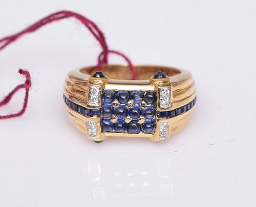 18k Gold Sapphire and Diamond Ring