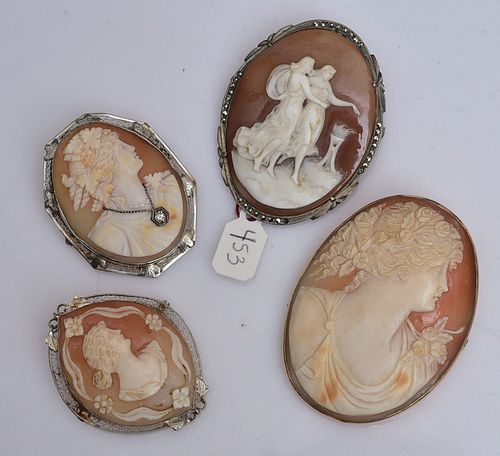 Four Victorian Cameo Brooches