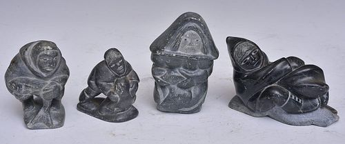 Four Inuit Carved Stone Sculptures