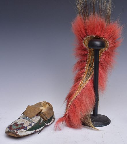 Native American Beaded Moccasin and Head Piece
