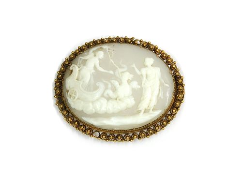 A Regency gold mounted shell cameo brooch,