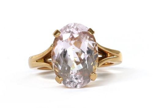 An 18ct gold single stone kunzite ring, by Mappin & Webb,