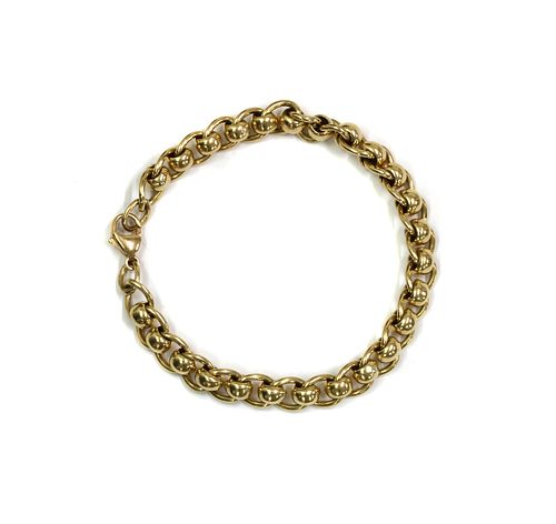 A 9ct gold curb and roller link bracelet,