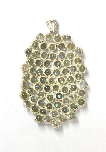 A sterling silver labradorite pendant,