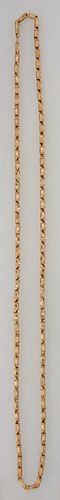 16K Yellow Gold Fluted Barrel Link Necklace, plated with 18K yellow gold, L.- 23 in., Wt.- .69 Troy Oz. Note: this Item is Seized Property Being Sold 
