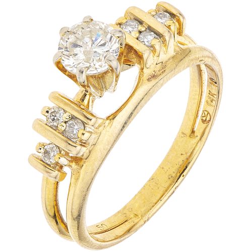 RING WITH DIAMONDS IN 14K YELLOW GOLD 1 Brilliant cut diamond ~0.35 ct Clarity: I1-I2. Size: 6 | ANILLO CON DIAMANTES EN ORO AMARILLO DE 14K con un di