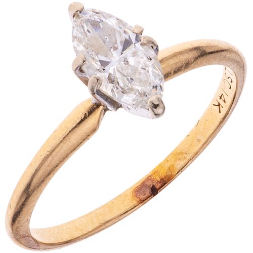 SOLITAIRE RING WITH DIAMOND IN 14K YELLOW GOLD 1 Marquise cut diamond ~0.70 ct Clarity: I2-I3 Size: 7 ¼ | ANILLO SOLITARIO CON DIAMANTE EN ORO AMARILL