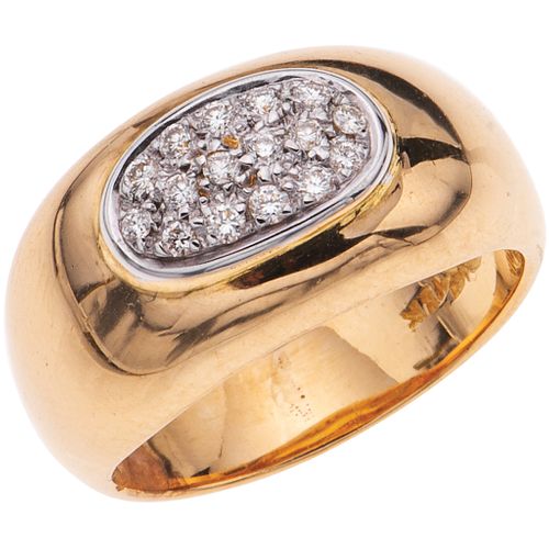 RING WITH DIAMONDS IN 18K YELLOW GOLD Brilliant cut diamonds ~0.16 ct. Weight: 7.4 g. Size: 6 ½ | ANILLO CON DIAMANTES EN ORO AMARILLO DE 18K con diam