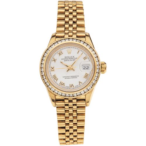 ROLEX DATEJUST LADY WATCH WITH DIAMONDS IN 18K YELLOW GOLD REF. 69178, CA. 1985 - 1986  Movement: automatic. Weight: 73.6 g | RELOJ ROLEX DATEJUST LAD