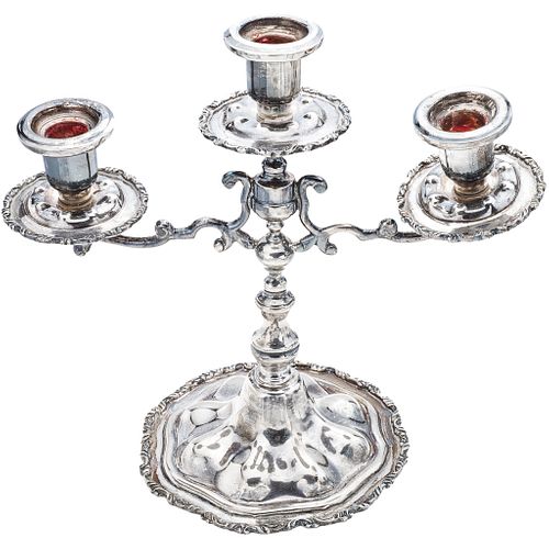 CANDLESTICK, MEXICO, 20TH CENTURY, JRL 0.925 Sterling Silver, Weight: 1180 g | CANDELABRO  MÉXICO, SIGLO XX Plata JRL sterling, Ley 0.925 Peso: 1180 g