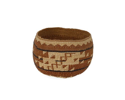 A small Hupa/Kurok polychrome basket