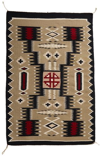 A Navajo Ganado-style storm pattern rug
