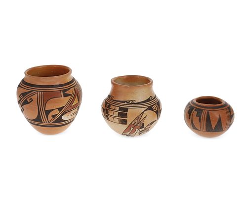 Three Hopi Pueblo pottery vessels