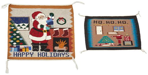 Two Navajo Holiday-themed weavings