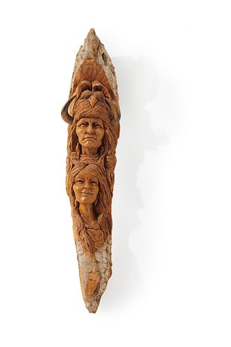 A Ron Foreman carved wood totem