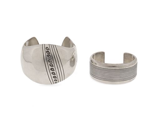 Two Southwest Navajo silver cuff bracelets