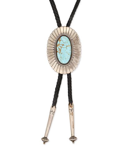 A Terry Martinez Navajo silver and turquoise bolo tie