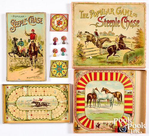 Two McLoughlin Bros. Steeple Chase board games