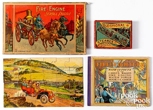 McLoughlin Bros. Fire Engine Scroll Puzzle
