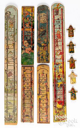Four lithographed paper on wood ladder games