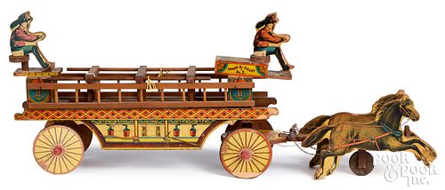 Bliss lithographed Rough & Ready ladder wagon