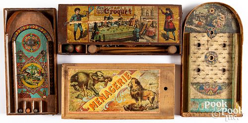 Four early wood games and toys