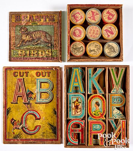 Two early ABC letter and picture toys