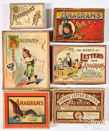Six early anagram and spelling games, ca. 1900