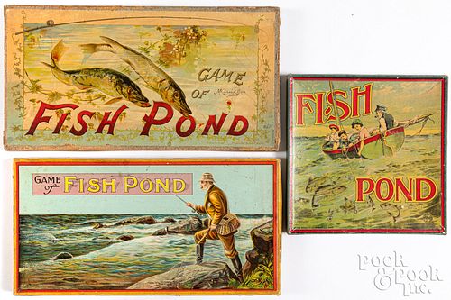Three Fish Pond board games, ca. 1900