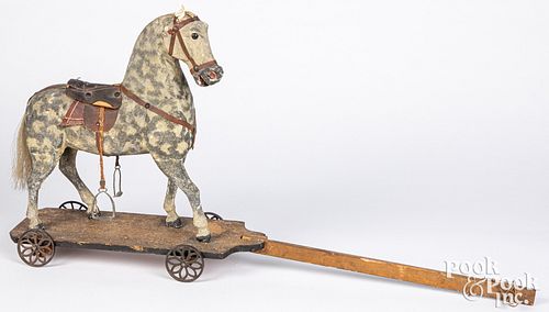 Painted wood horse pull toy