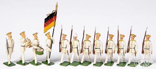 Painted die cast marching soldiers
