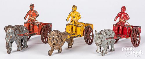 Three Kenton cast iron circus carts