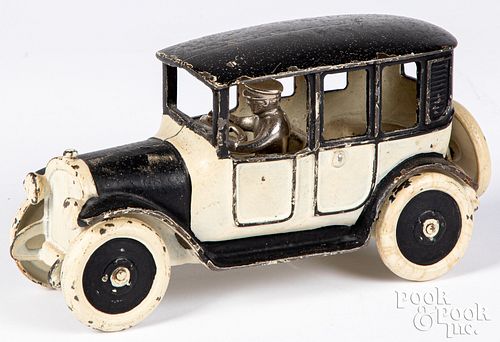 Hubley cast iron black and white taxi