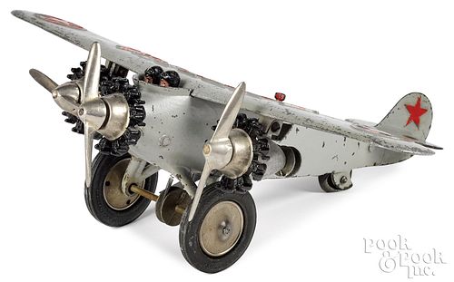 Hubley cast iron tri-motor America airplane