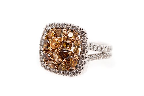 14k White Gold Brown Diamond Ring