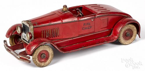 Kingsbury tin wind-up Fire Chief car