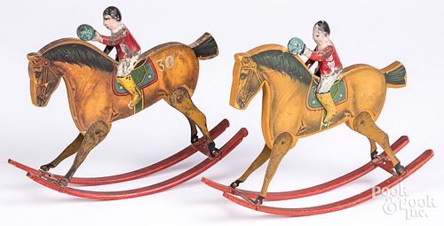 Two Gibbs painted rocking horses