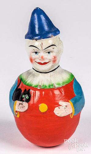 German painted composition roly poly clown