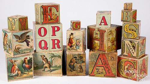 Two sets of paper lithograph nesting blocks