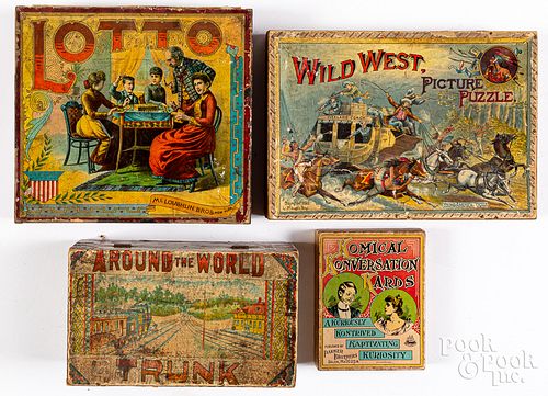 Group of board games and puzzles