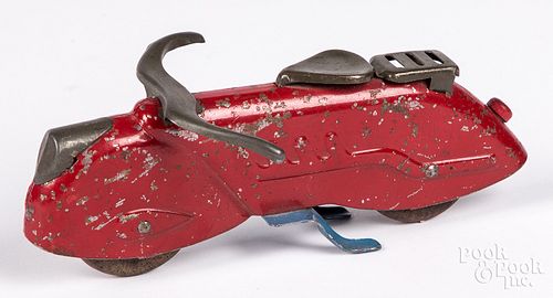 Scarce Wyandotte pressed steel art deco motorcycle