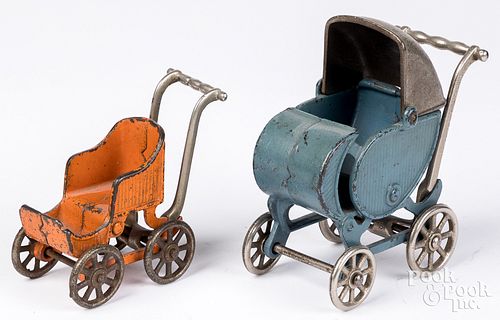 Two Kilgore cast iron baby carriage