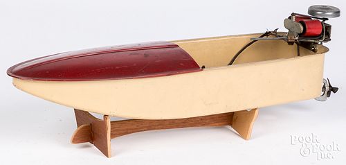 Tin battery operated pressed steel speed boat