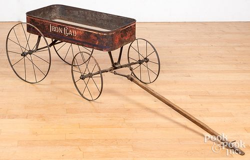 Child's early tin pull wagon